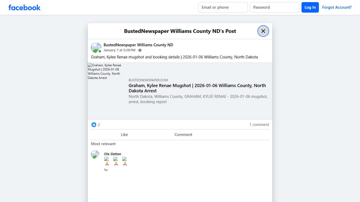 Graham, Kylee Renae... - BustedNewspaper Williams County ND | Facebook