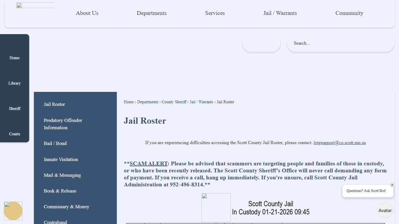 Jail Roster | Scott County, MN